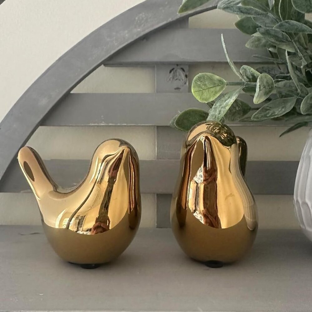 Small Birds Statues Gold Home Decor Modern Style Figurine Decorative Ornaments
